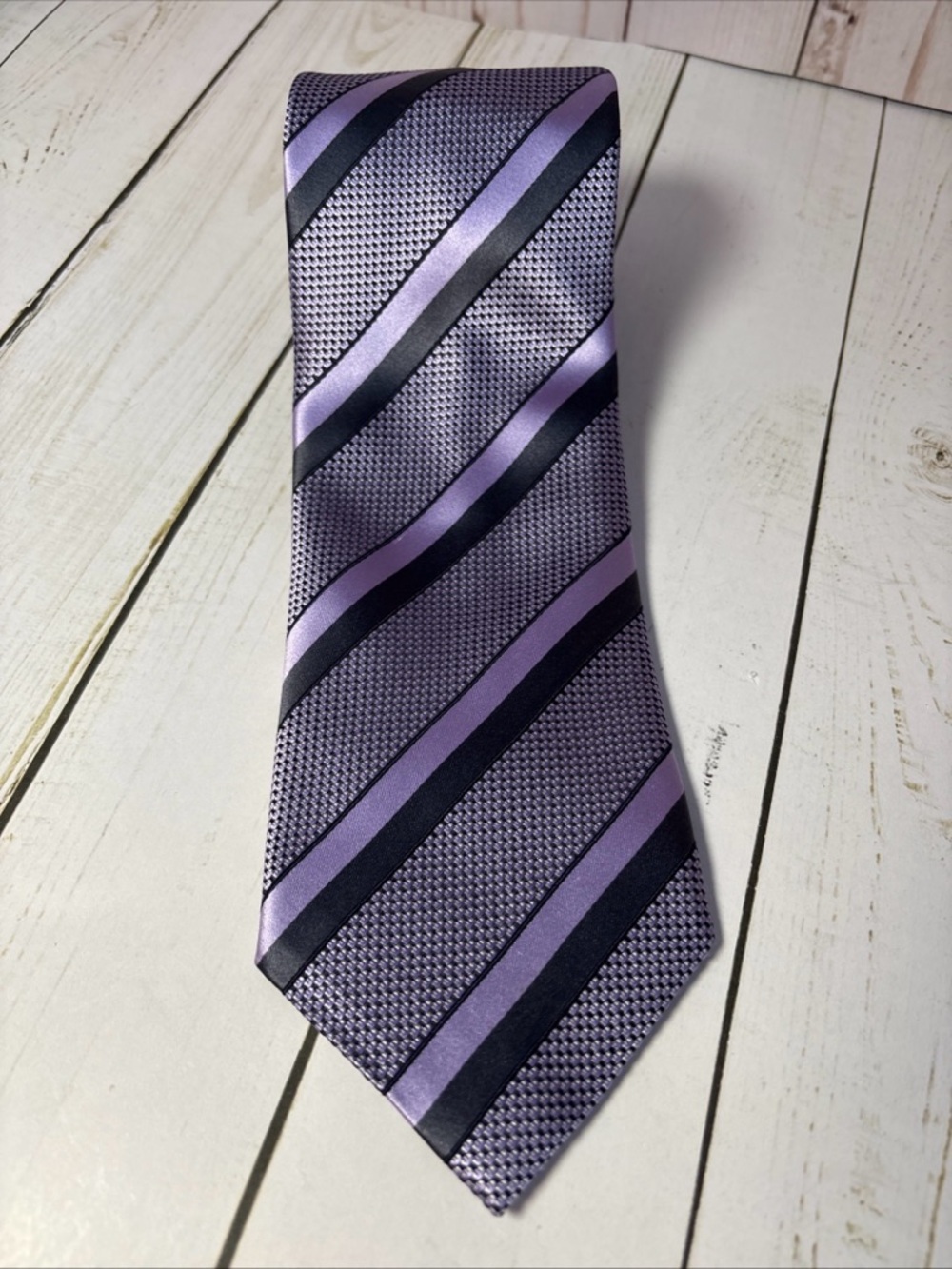 Ermenegildo Zegna Tie Regimental Stripe Purple Multicolor Silk Italy 3.5”x59”